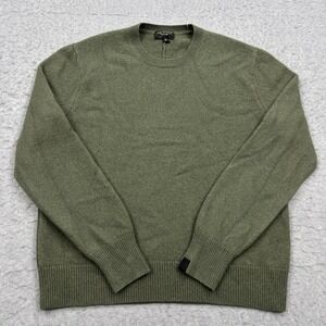 Rag & Bone Sweater Men's Large Olive Green 100% Cashmere Crew Neck Knit Shirt